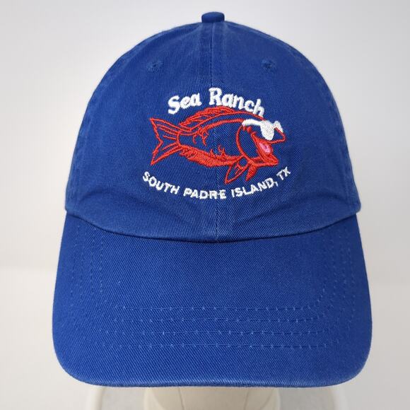 Sea Ranch South Padre Island Strapback Baseball Cap Blue One Size Port & Company - Picture 2 of 10